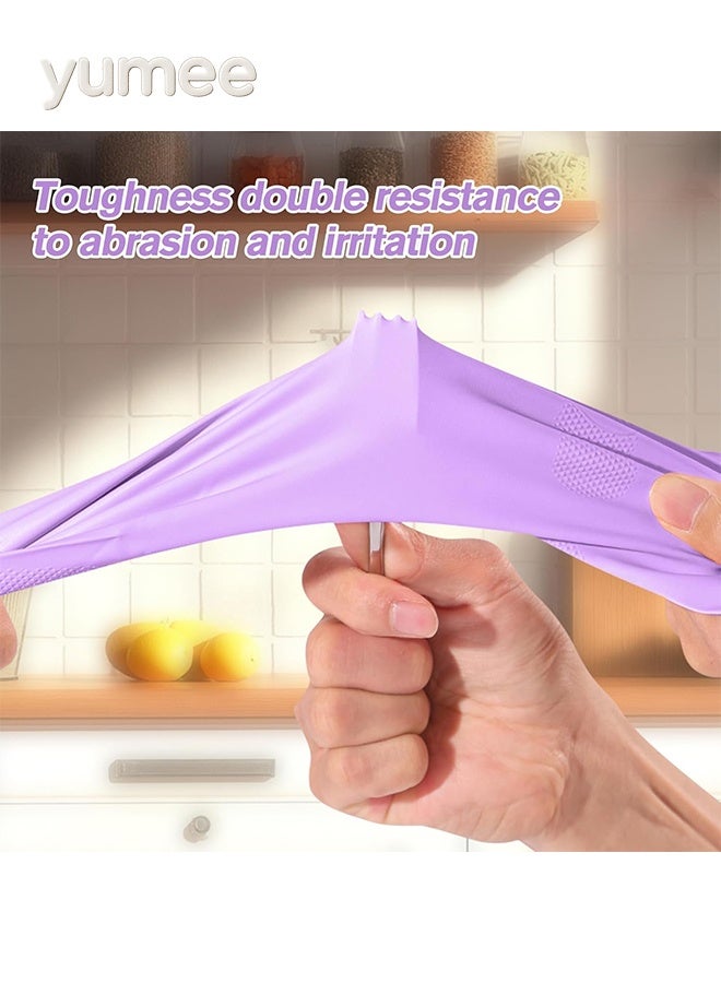 يمي قفازات تنظيف مطاطية 2 زوج - قفازات غسيل أطباق مطبخ متوسطة الحجم مع قبضة مانعة للانزلاق، وحبل تعليق مدمج، ومقاومة للماء للأطباق، والمغسلة، وغطاء الموقد، والأعمال المنزلية (أرجواني ووردي) - Image 3