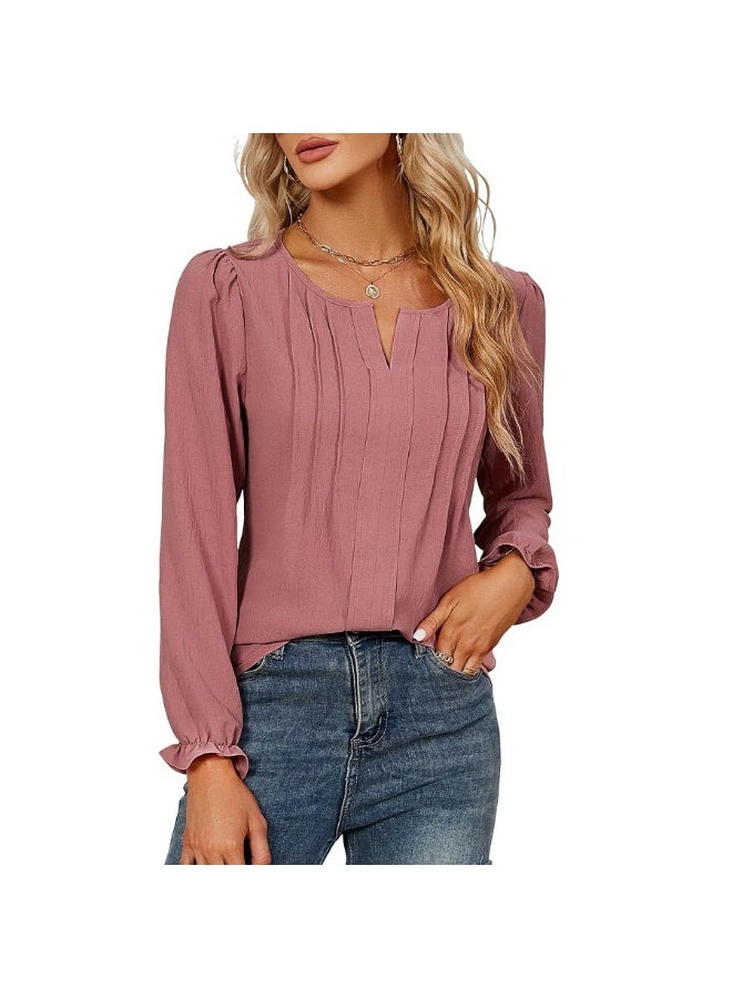 general Blooming Jelly Womens Tops Dressy Casual Long Sleeve Shirts V Neck Chiffon Blouses Fall Outfits for Women 2026 - Image 1