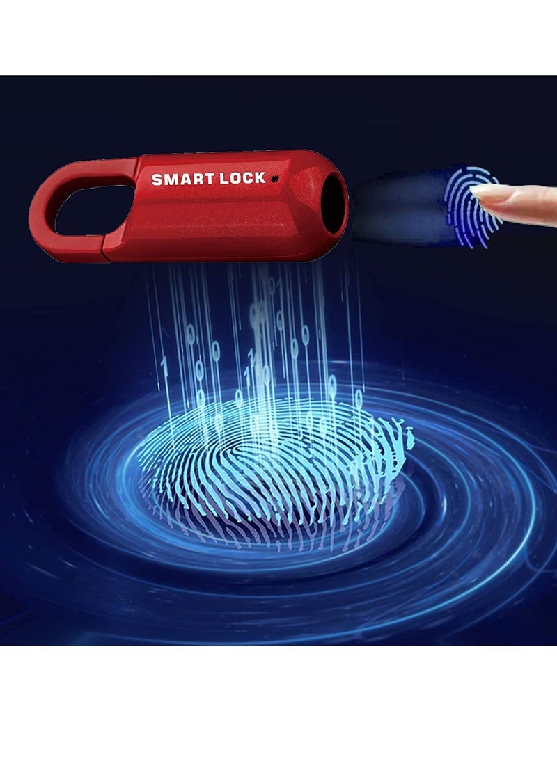 Fingerprint Padlock Multifunctional USB Smart Cabinet Keyless Home Travel Case Drawer Anti Theft Zinc Alloy Lock (Red)  - Image 4