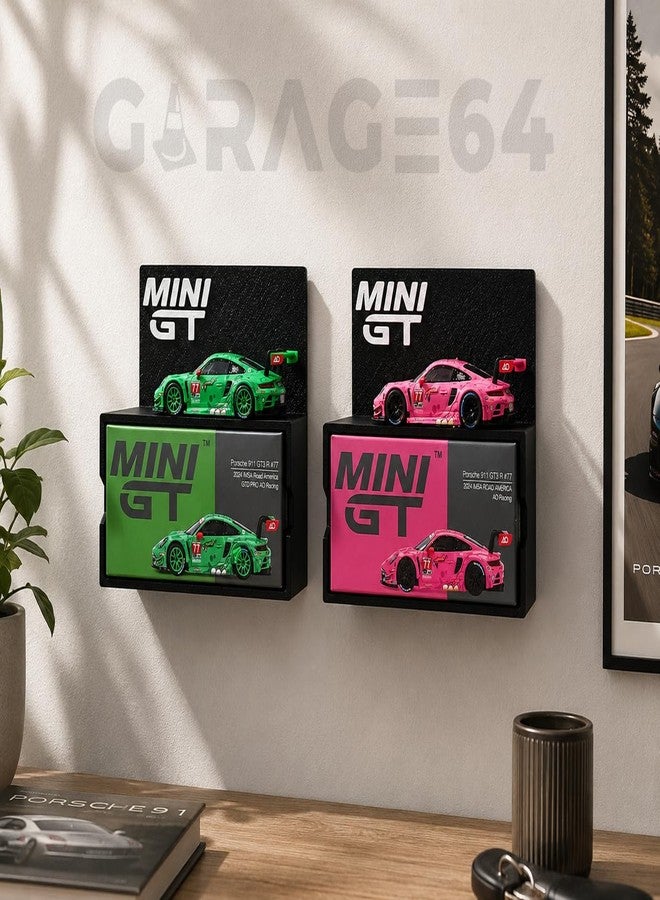 Garage64 رف عرض GARAGE64 Mini GT لسيارات مصبوبة بمقياس 1:64 وصناديق العرض | حامل جداري أو مكتبي للعرض | رف عرض فاخر غير لامع لهواة الجمع | حامل عرض Mini GT (الرف فقط) - Image 5