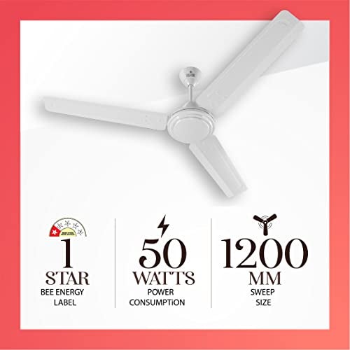 Polycab Nippy 1200mm Star Rated, High Speed & High Air Delivery Ceiling Fan For Home | 100% Copper | Rust-Proof Blades, 52 Watt | 2 years warranty (White) - Image 2