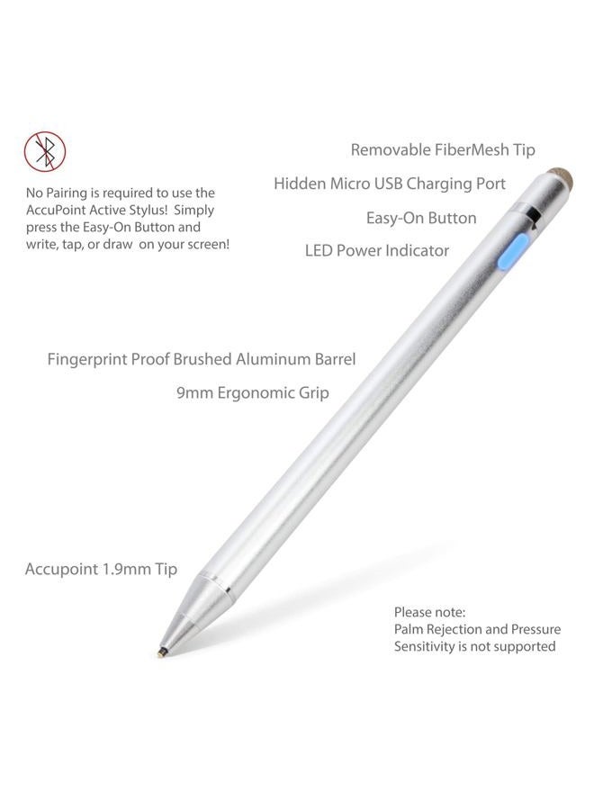 BoxWave Stylus Pen Compatible with Samsung Galaxy S20 Ultra 5G - AccuPoint Active Stylus, Electronic Stylus with Ultra Fine Tip - Metallic Silver - Image 3