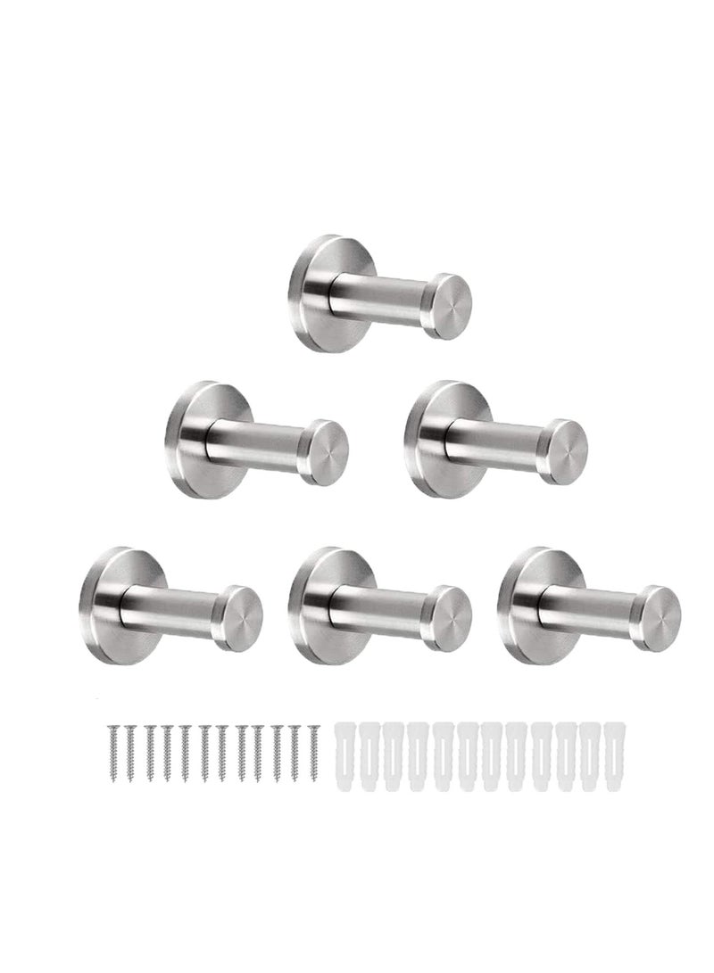 6 Hooks Stainless Steel Towel Robe Hanger Heavy Duty Clothes Holder for Bath Bedroom Kitchen Inn (12 screws + 12 nuts) - Image 1