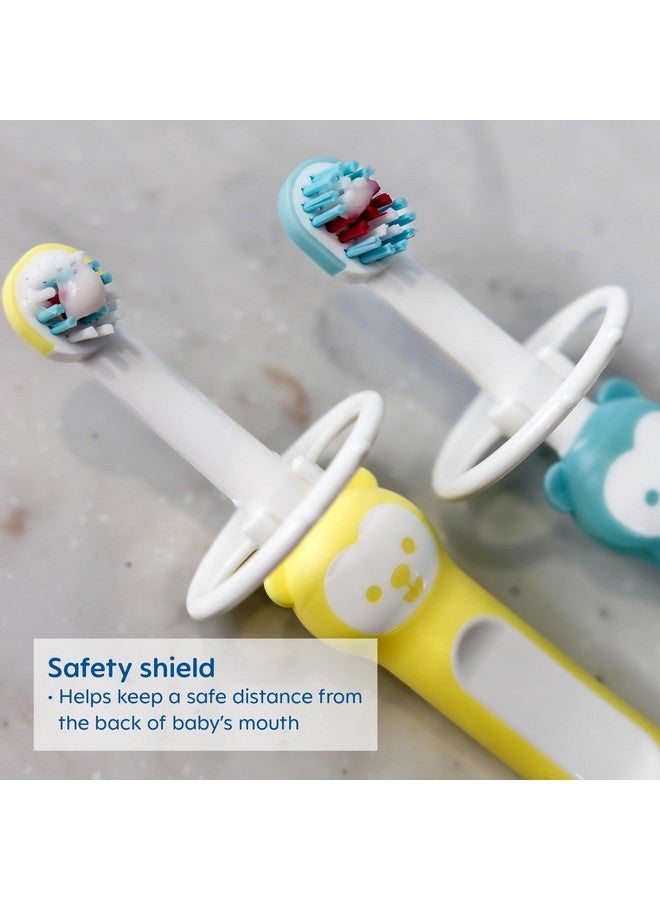 مام فرشاة أسنان تدريب MAM للأطفال (فرشاة واحدة للأطفال مع درع أمان)، فرشاة أسنان للأطفال مع شخصية الدب Brushy، تطبيق تفاعلي، للبنات من عمر 5 أشهر فما فوق، وردي - Image 3