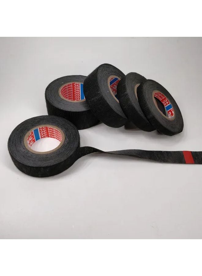 Black Adhesive Fabric Tape 25mm Heat Resistant Sound Absorbing Flexible Wiring Protection - Image 4