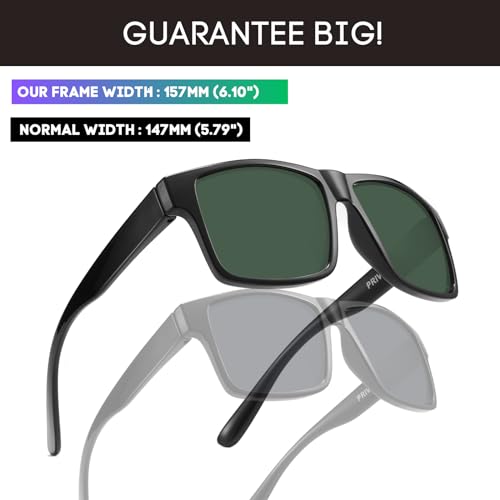 PRIVEL XXL Size Extra Large Square 157MM Polarized Sunglasses for Big Wide Heads Men TR90 Lightweight UV400 Glasses (PMX008P-2) - Image 3
