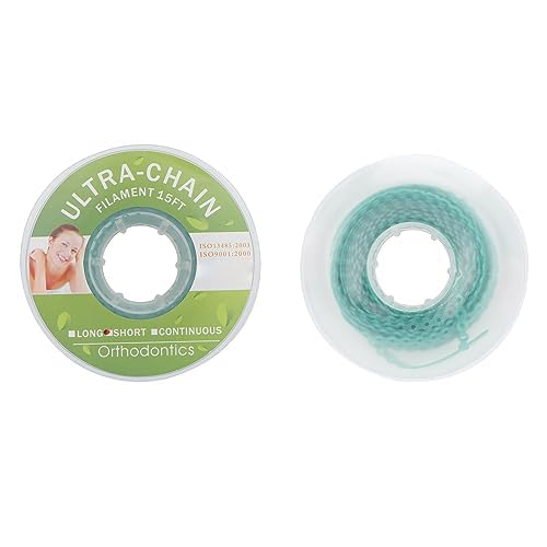 ANNWAH Dental Colorful Orthodontic Braces Rubber ChainsDental Rubber Chains for Braces Power Chains for Orthodontic TreatmentLongGreen 35