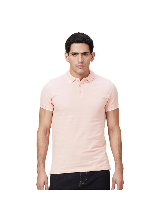 بيينغ هيومان Mens Peach Polo Collar Short Sleeve Polo T-Shirt