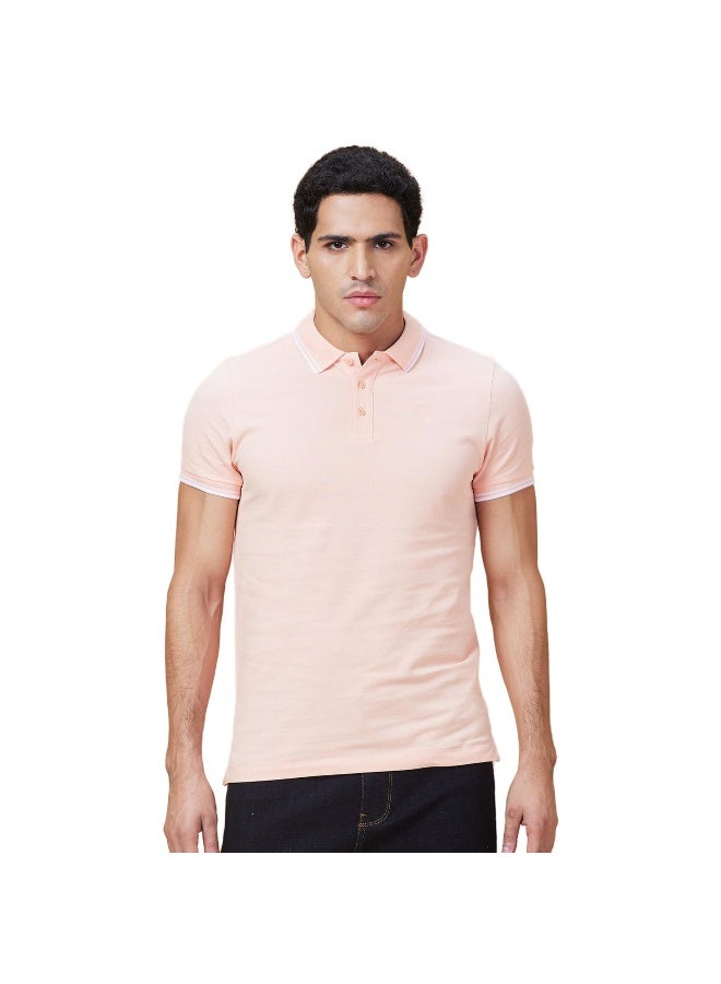Being Human Mens Peach Polo Collar Short Sleeve Polo T-Shirt - Image 2