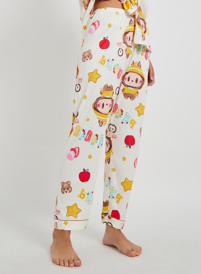 Take Two All-Over Print Collared Shirt with Shorts and Pyjama Set