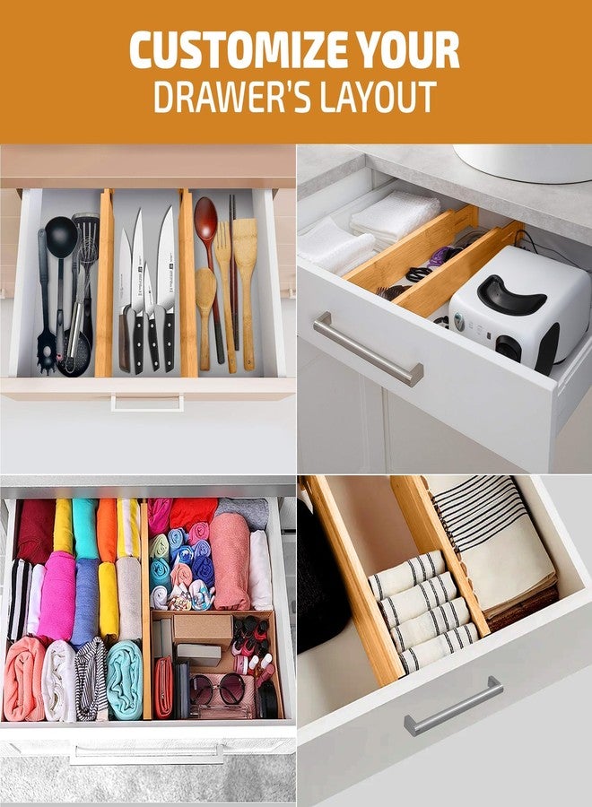 Bambüsi 4 Pack Bamboo Drawer Dividers - 2.6 in High, Adjustable 16 to 22 in Expandable Drawer Organizers and Dresser Separators for Clothes, Bedroom, Bathroom, Kitchen, and Office Organization and Storage - Image 5