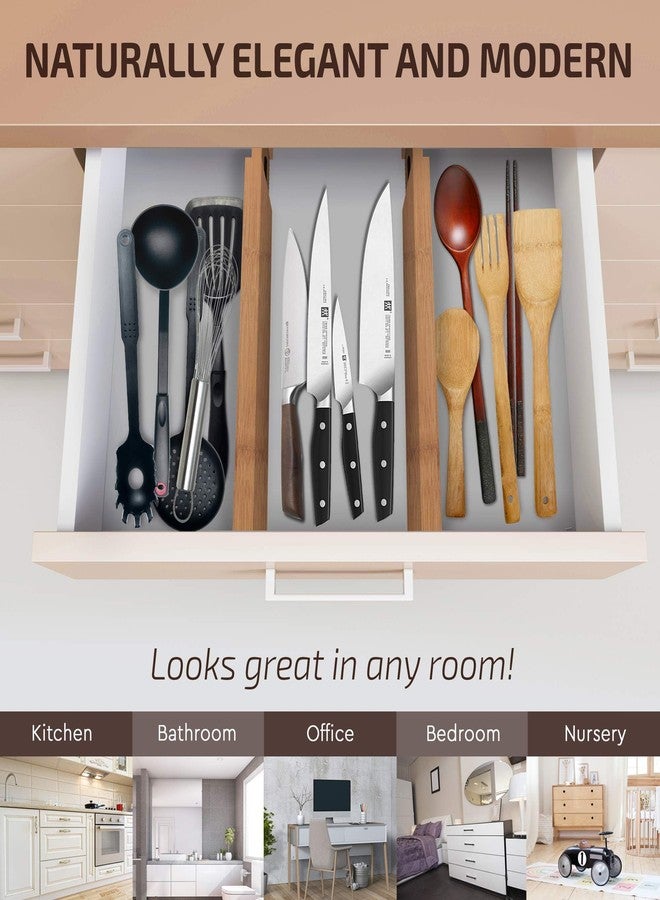 Bambüsi 4 Pack Bamboo Drawer Dividers - 2.6 in High, Adjustable 16 to 22 in Expandable Drawer Organizers and Dresser Separators for Clothes, Bedroom, Bathroom, Kitchen, and Office Organization and Storage - Image 3