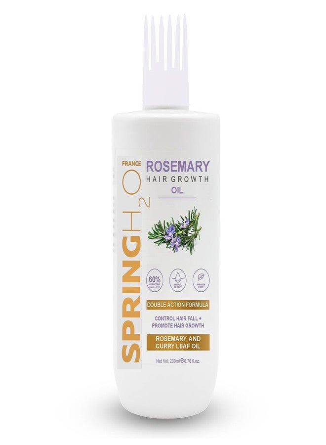 SPRING H2O Rosemary Hair Oil - Promotes Thicker Hair | Nourishes, Strengthens Roots | 100% Natural Rosemary Oils Hair Fall Control - 200ml - Image 2