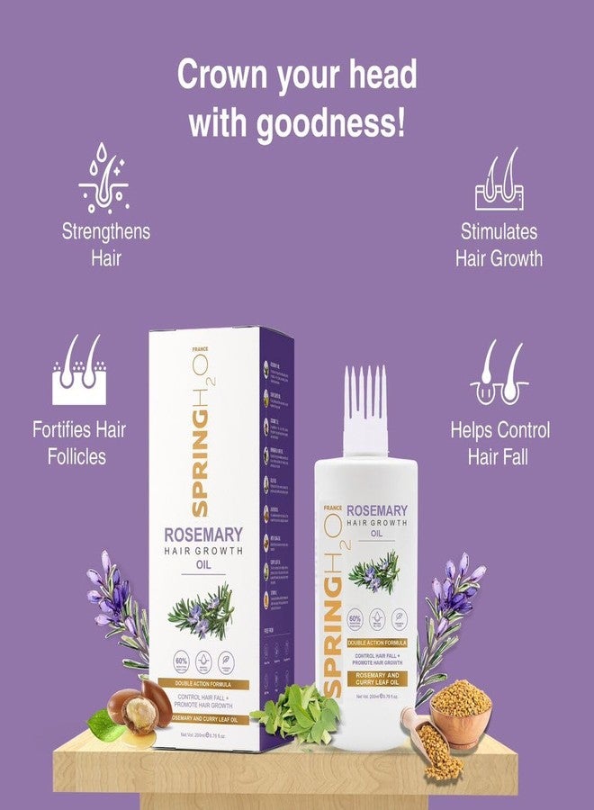 SPRING H2O Rosemary Hair Oil - Promotes Thicker Hair | Nourishes, Strengthens Roots | 100% Natural Rosemary Oils Hair Fall Control - 200ml - Image 4