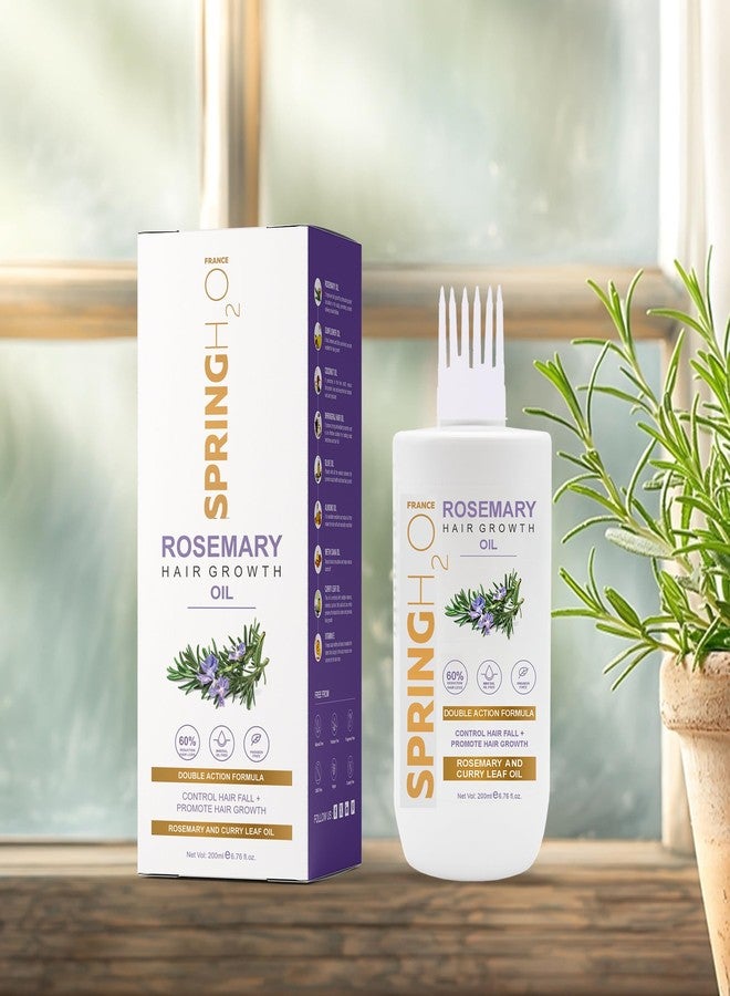 SPRING H2O Rosemary Hair Oil - Promotes Thicker Hair | Nourishes, Strengthens Roots | 100% Natural Rosemary Oils Hair Fall Control - 200ml - Image 3