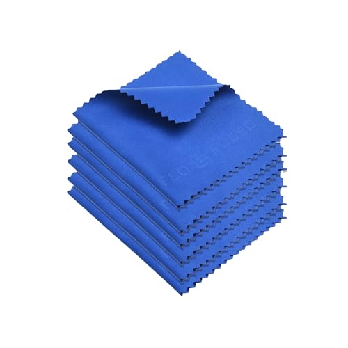 Eco-Fused Microfiber Cleaning Cloth - 7x6'' Microfiber Cloth - Pack of 6 Blue Lens Cleaning Wipes - Cleaning Cloth for Glasses, Eyeglasses, Camera Lens & Phones - Image 1
