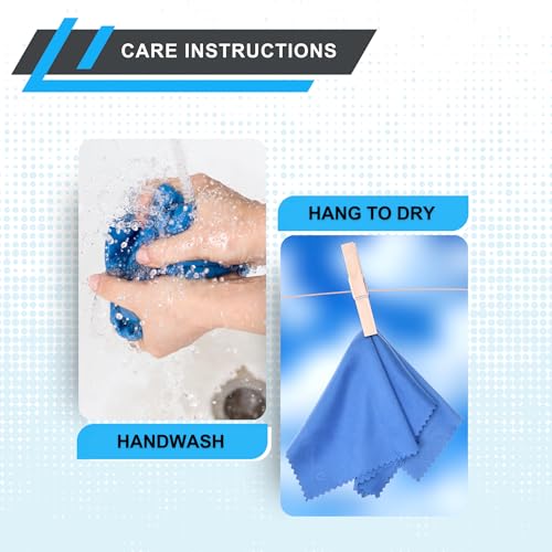 Eco-Fused Microfiber Cleaning Cloth - 7x6'' Microfiber Cloth - Pack of 6 Blue Lens Cleaning Wipes - Cleaning Cloth for Glasses, Eyeglasses, Camera Lens & Phones - Image 5
