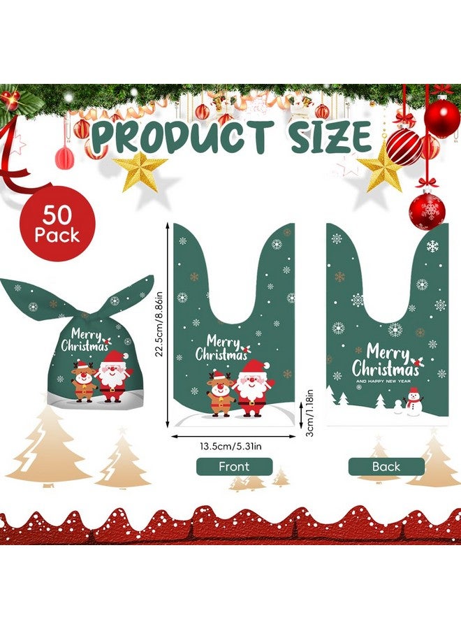 HASTHIP حقائب هدايا عيد الميلاد القطنية HASTHIP 50 قطعة - حجم صغير ومتوسط - زينة عيد الميلاد - حقائب هدايا للعودة للأطفال في حفلات أعياد الميلاد والعطلات - حقائب تغليف للهدايا لحفلات عيد الميلاد - اللون الأخضر - Image 2
