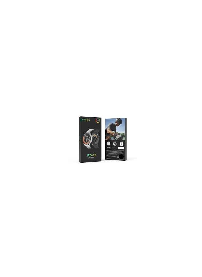 HainoTeko The HainoTeko RW-52 is a black smartwatch that blends modern technology with classic watch aesthetics. It features a vibrant AMOLED display and clear visibility  - Image 3