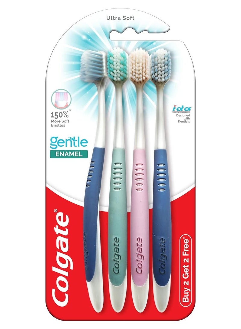 Colgate Gentle Enamel Sensitive Ultra Soft Bristles Manual Toothbrush For Adults 4 Pcs - Image 1