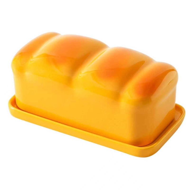 Howise Breard Butter Dish with Lid, Large Butter Dish for Countertop, Ceramic Butter Keeper Dish Butter Box for Home Decor Good Kitchen Gift Yellow - Image 1