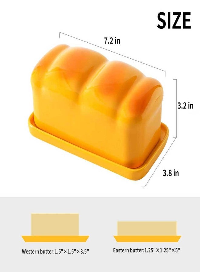 Howise Breard Butter Dish with Lid, Large Butter Dish for Countertop, Ceramic Butter Keeper Dish Butter Box for Home Decor Good Kitchen Gift Yellow - Image 2