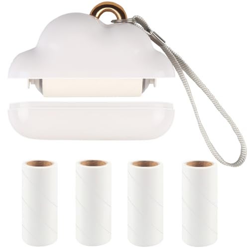 Nokiils Mini Travel Lint Roller, Reusable Pet Hair Remover for Clothes with 150 Refillable Sheets (White) - Image 1