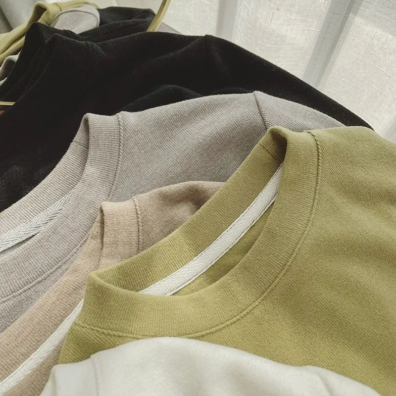 Double-Sided Velvet Warm Round Neck Long-Sleeved T-Shirt Women'S Loose All-Match Inner Top Base Shirt - Image 4