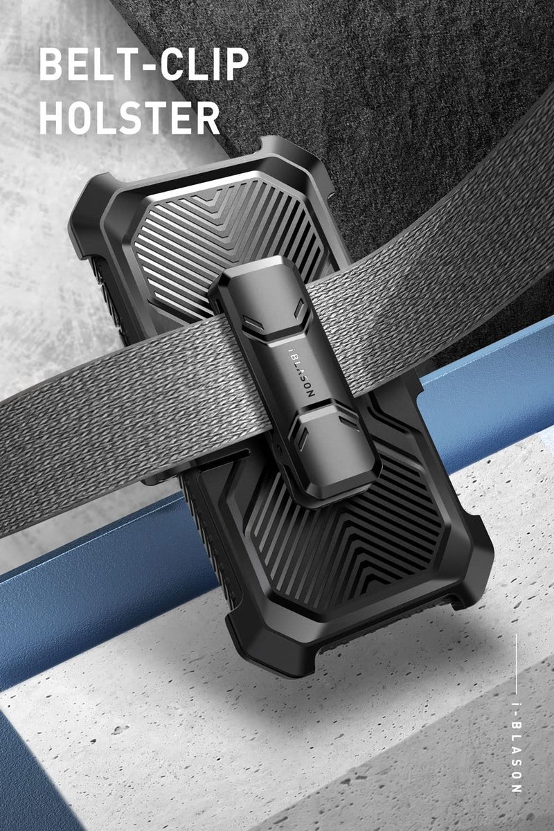 I-blason حافظة i-Blason Armorbox مصممة لجهاز iPhone 14 Pro بحجم 6.1 بوصة (إصدار 2022) مع حامل و مشبك حزام، حافظة واقية كاملة الجسم مع واقي شاشة مدمج (أسود) - Image 5