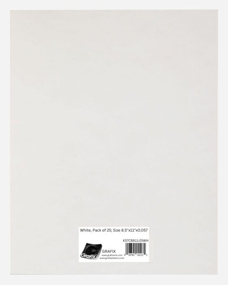 Grafix Medium Weight Chipboard 85x11 White AcidFree 0057 Sheets Create ThreeDimensional Embellishments for Cards Papercrafts Mixed Media Home Dcor and More Pack of 25