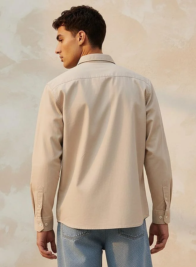 Lee Cooper  Lee Cooper Men Regular Fit Collared Long Sleeve Shirt for Men | Best Price UAE