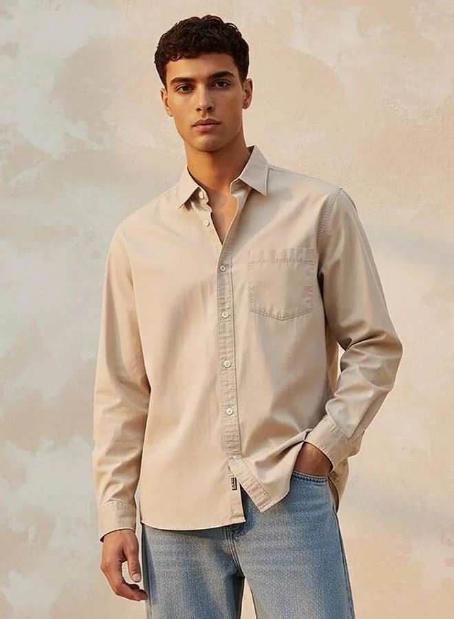 Lee Cooper Lee Cooper Men Regular Fit Collared Long Sleeve Shirt