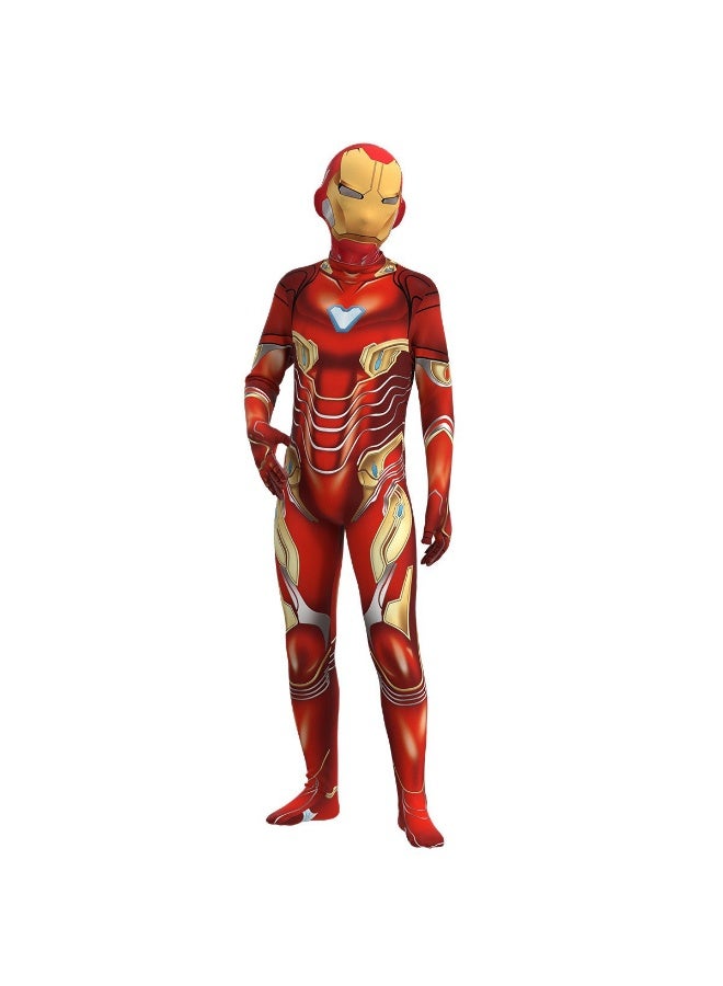 3D Style Iron Man Costume Bodysuit Cosplay Jumpsuit, Spandex Jumpsuit with Printed Design, Iron Man Cosplay Halloween Costume for Kids - Image 2