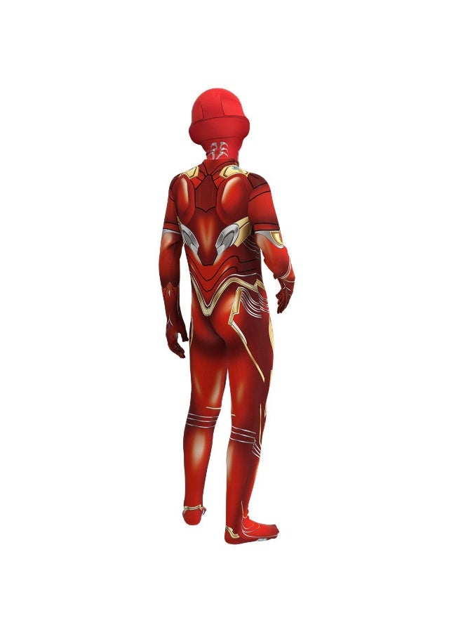 3D Style Iron Man Costume Bodysuit Cosplay Jumpsuit, Spandex Jumpsuit with Printed Design, Iron Man Cosplay Halloween Costume for Kids - Image 3