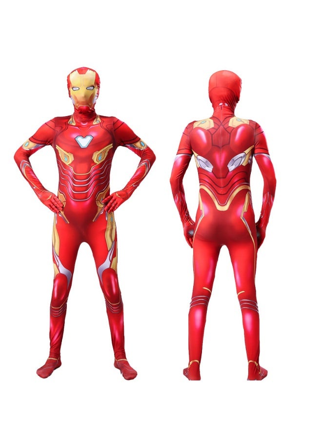 3D Style Iron Man Costume Bodysuit Cosplay Jumpsuit, Spandex Jumpsuit with Printed Design, Iron Man Cosplay Halloween Costume for Kids - Image 4