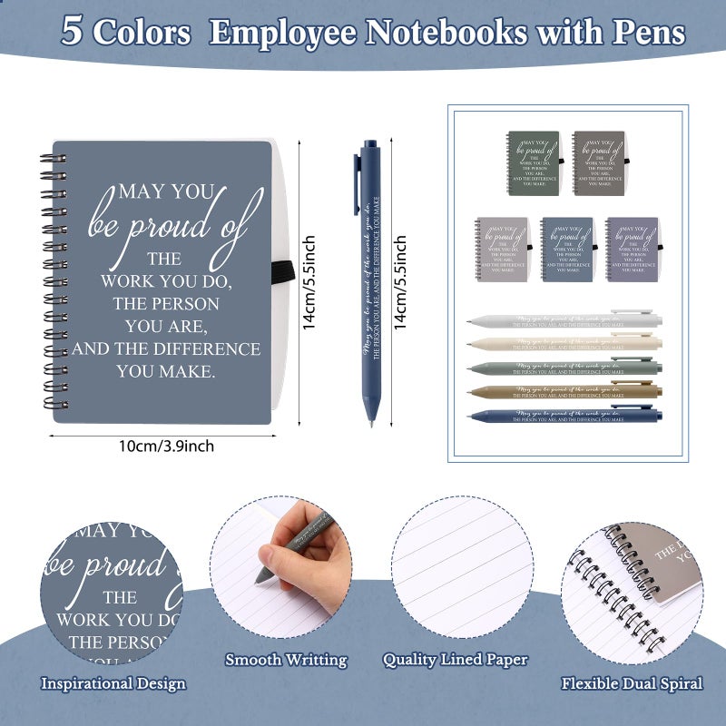 Honoson 10 Sets/20 Pcs Valentines Employee Gifts May You Be Proud The Work Notebook with Ballpoint Pen Inspirational Journals Office Valentines Thank You Gifts for Team Coworker Staff (Stylish Color) - Image 2