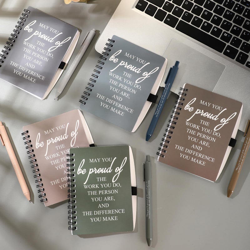 Honoson 10 Sets/20 Pcs Valentines Employee Gifts May You Be Proud The Work Notebook with Ballpoint Pen Inspirational Journals Office Valentines Thank You Gifts for Team Coworker Staff (Stylish Color) - Image 4