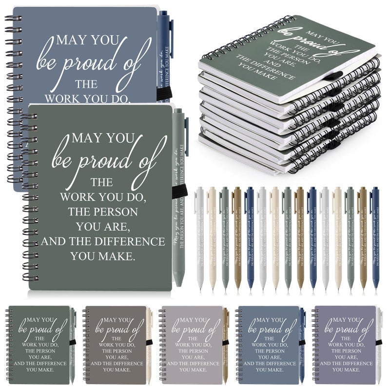 Honoson 10 Sets/20 Pcs Valentines Employee Gifts May You Be Proud The Work Notebook with Ballpoint Pen Inspirational Journals Office Valentines Thank You Gifts for Team Coworker Staff (Stylish Color) - Image 1