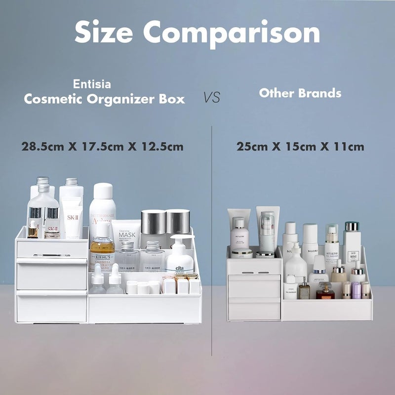 Vishal Smart Mall VishAl smart MAll Multi Grid Plastic Desktop Storage Organizer Cosmetic Organizer with 2 Drawer | for Dressing Table, Case Holder for Skin Care Products, Multi-Coloured  - Image 4