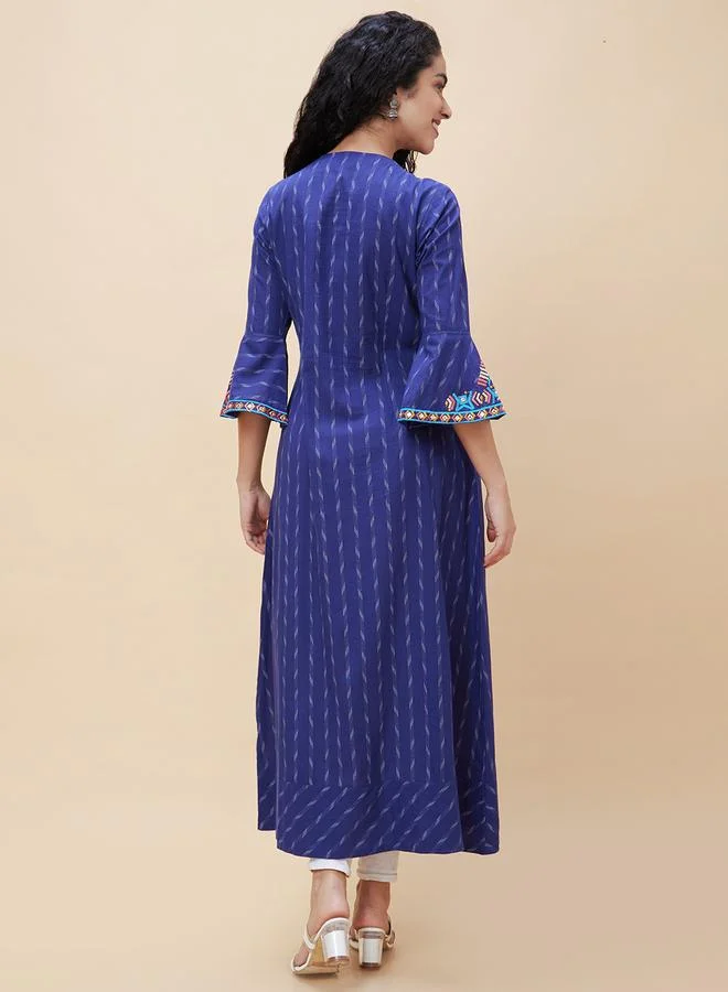 globus Globus Bell Sleeves Thread Work Pure Cotton A-Line Kurta