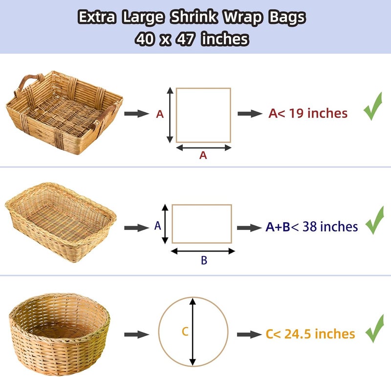 Extra Large Jumbo Shrink Wrap Bags - 40x47 Inch Cellophane Bags for Gift Baskets (5 Pcs) - Image 2