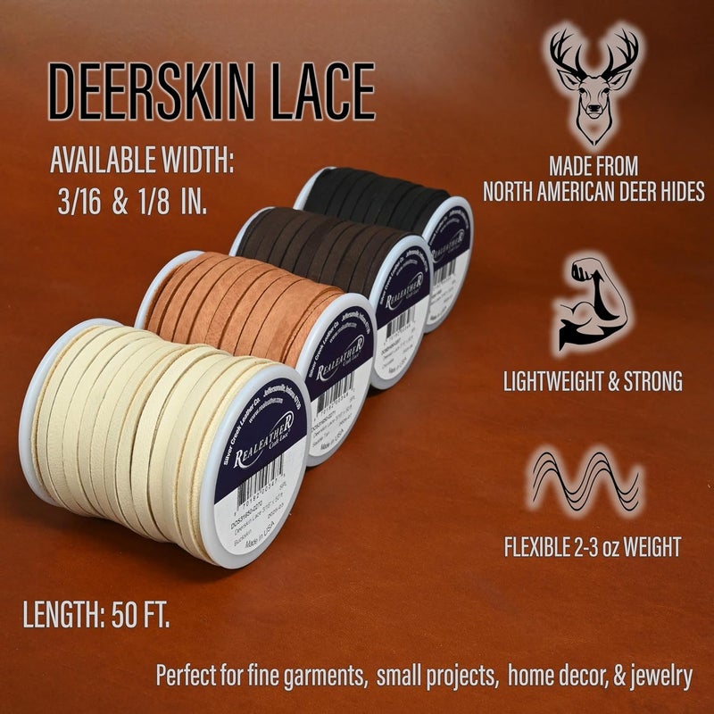 Realeather Crafts Deerskin Lace in Chocolate - 1/8" x 50' for Jewelry and Leather Projects - Image 2