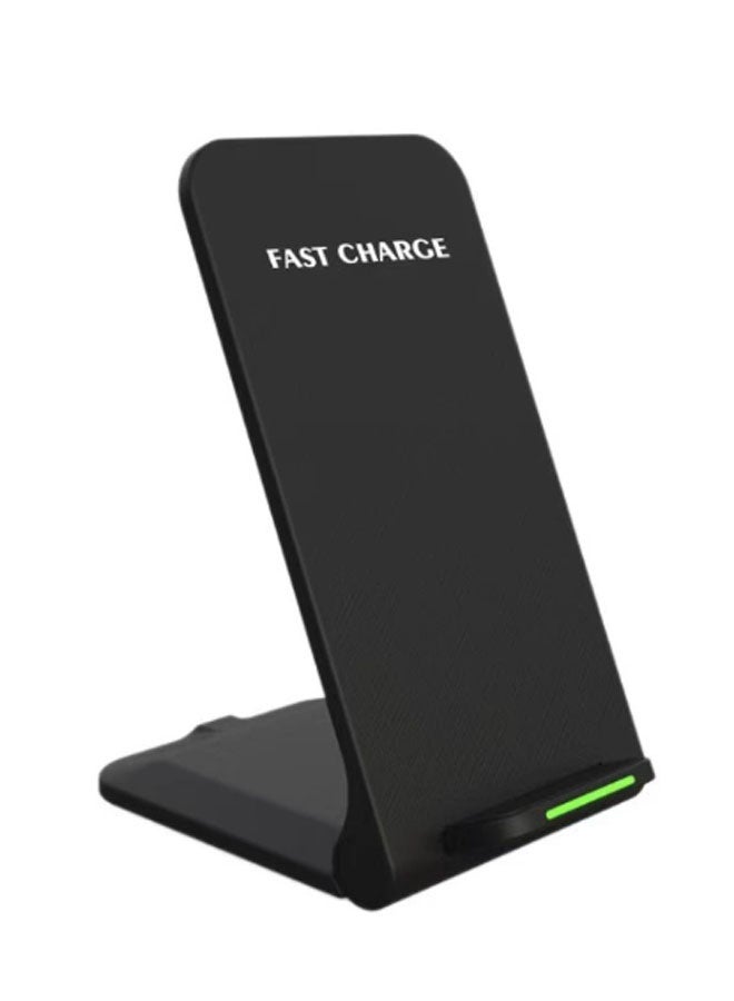 New 15W Wireless Charger with Dual Coils for Vertical and Horizontal Charging, Portable and Foldable, for Android and Apple Wireless Charging Devices (Black) - Image 1
