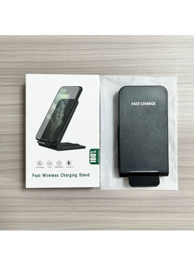 New 15W Wireless Charger with Dual Coils for Vertical and Horizontal Charging, Portable and Foldable, for Android and Apple Wireless Charging Devices (Black) - Image 2