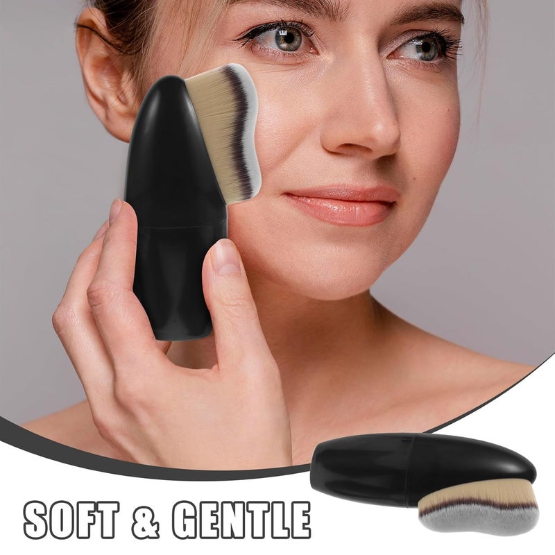PRETYZOOM Foundation Brush and Body Makeup Brush for Women Dense Soft Black Synthetic Bristles Portable Liquid and Powder Foundation Blending Travel Face Makeup Tool - Image 3