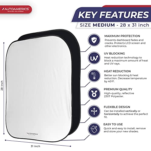 Autoamerics Windshield Sun Shade 2-Piece Foldable Car Front Window Sunshade for Most Sedans SUV Truck - Auto Sun Blocker Visor Protector Blocks Max UV Rays and Keeps Your Vehicle Cool - Medium Fit - Image 2