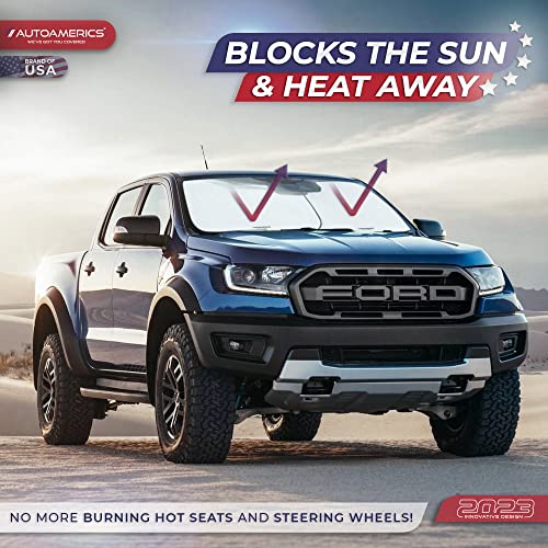 Autoamerics Windshield Sun Shade 2-Piece Foldable Car Front Window Sunshade for Most Sedans SUV Truck - Auto Sun Blocker Visor Protector Blocks Max UV Rays and Keeps Your Vehicle Cool - Medium Fit - Image 3