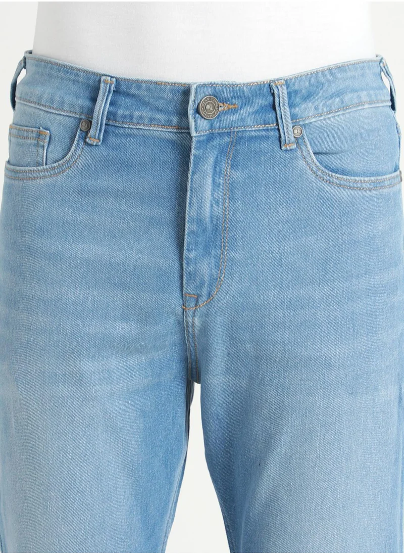 دينيس لينغو Straight Fit Light Blue Men's Jeans with Button & Zip Closure (Denim)
