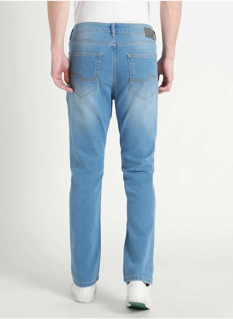 دينيس لينغو Straight Fit Light Blue Men's Jeans with Button & Zip Closure (Denim)
