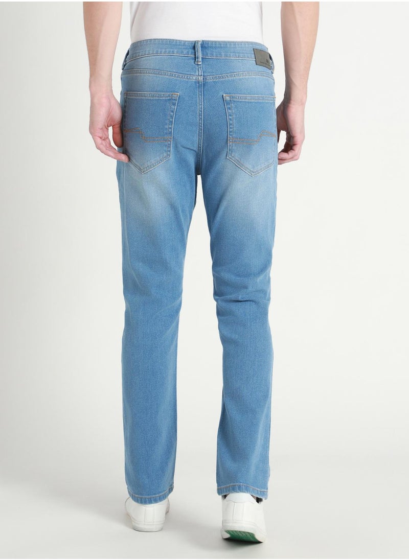 Dennis Lingo Straight Fit Light Blue Men's Jeans with Button & Zip Closure (Denim)  - Image 3